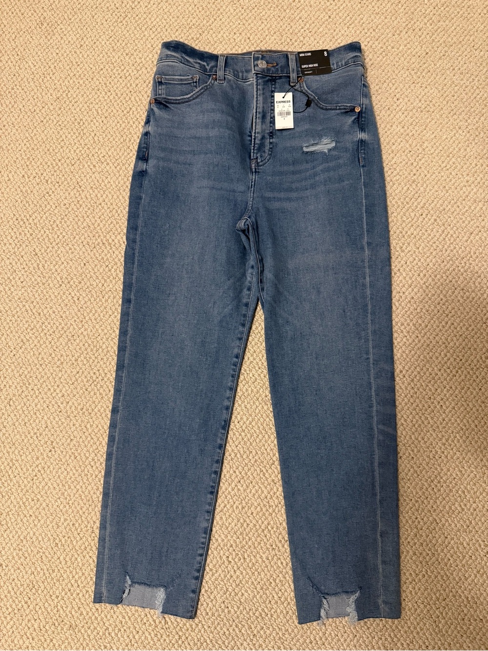 Express Super High-Rise Distressed Mom Jeans